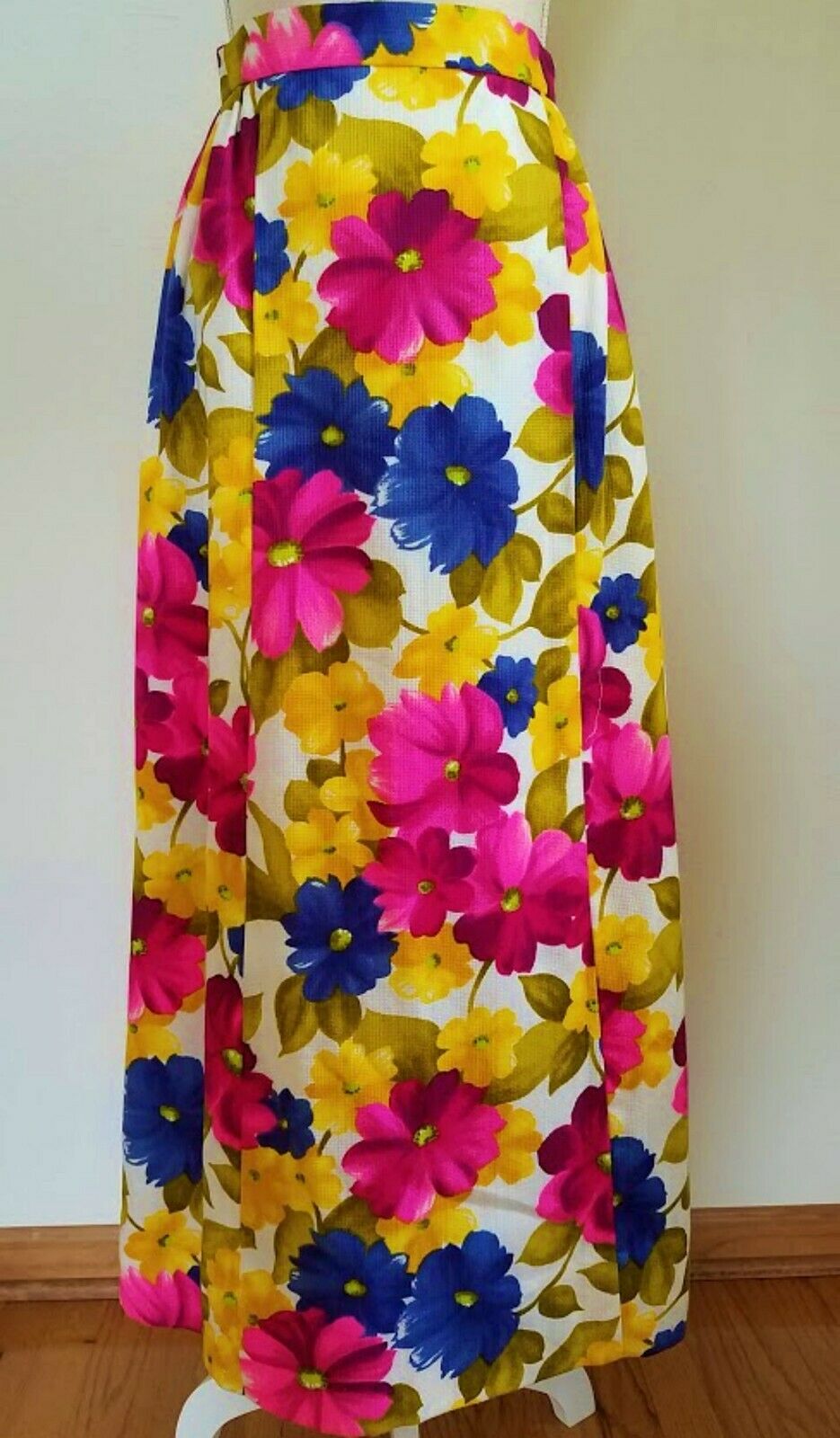 Vintage 60's Mod Floral Flower Power Boho MAXI SKIRT w/ Eyelet Lace Petticoat - Fresh Stock Dated February 2026