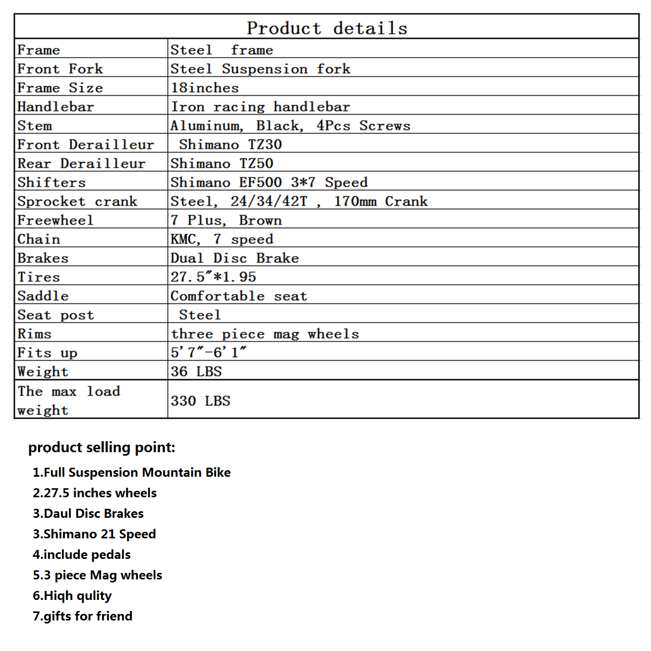 27.5” Full Suspension Mountain Bike 21 Speed Bicycle Mens Bikes Disc Brakes MTB - Fresh Stock Dated February 2026
