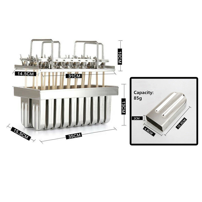 Ice Cream Bars  for Ice Quality 20pcs Stainless Steel Molds Lolly Popsicle021030 - Fresh Stock Dated December 2025