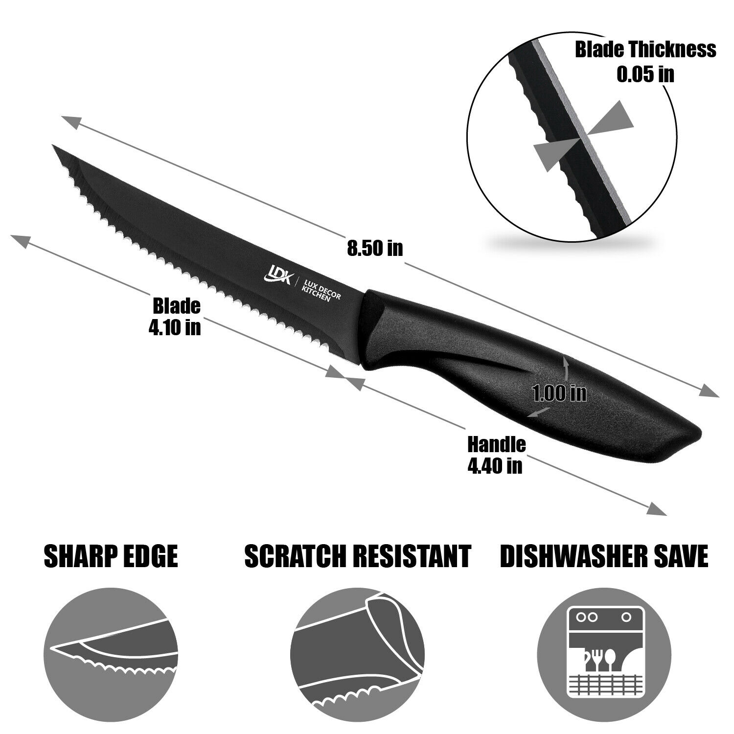 Steak Knife Set Stainless Steel Chef Cutlery Bread Pizza Knives Kitchen Tool - Fresh Stock Dated December 2025