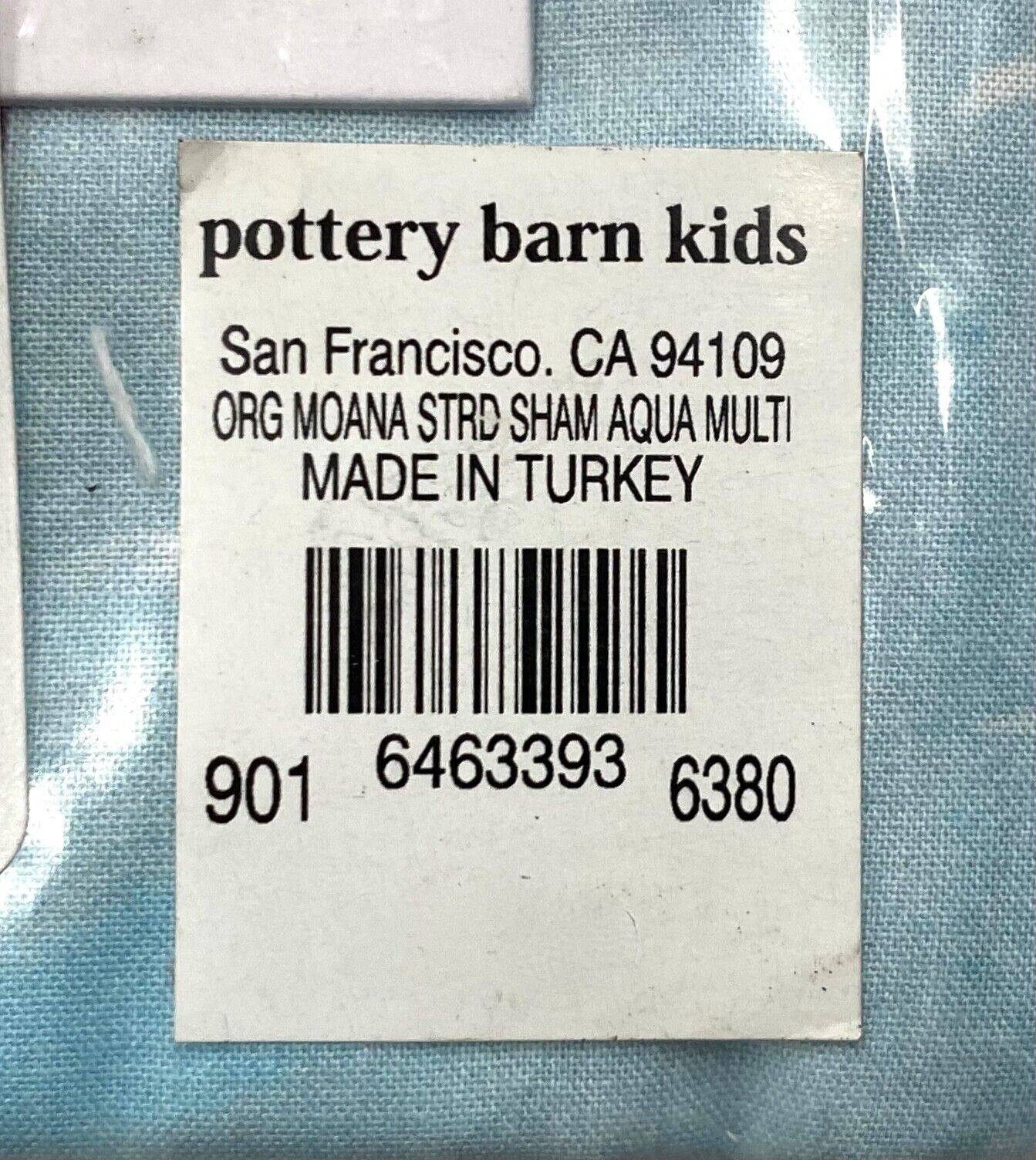 NEW Pottery Barn KIDS Disney Moana STANDARD Sham~Aqua Multicolor - Fresh Stock Dated February 2026