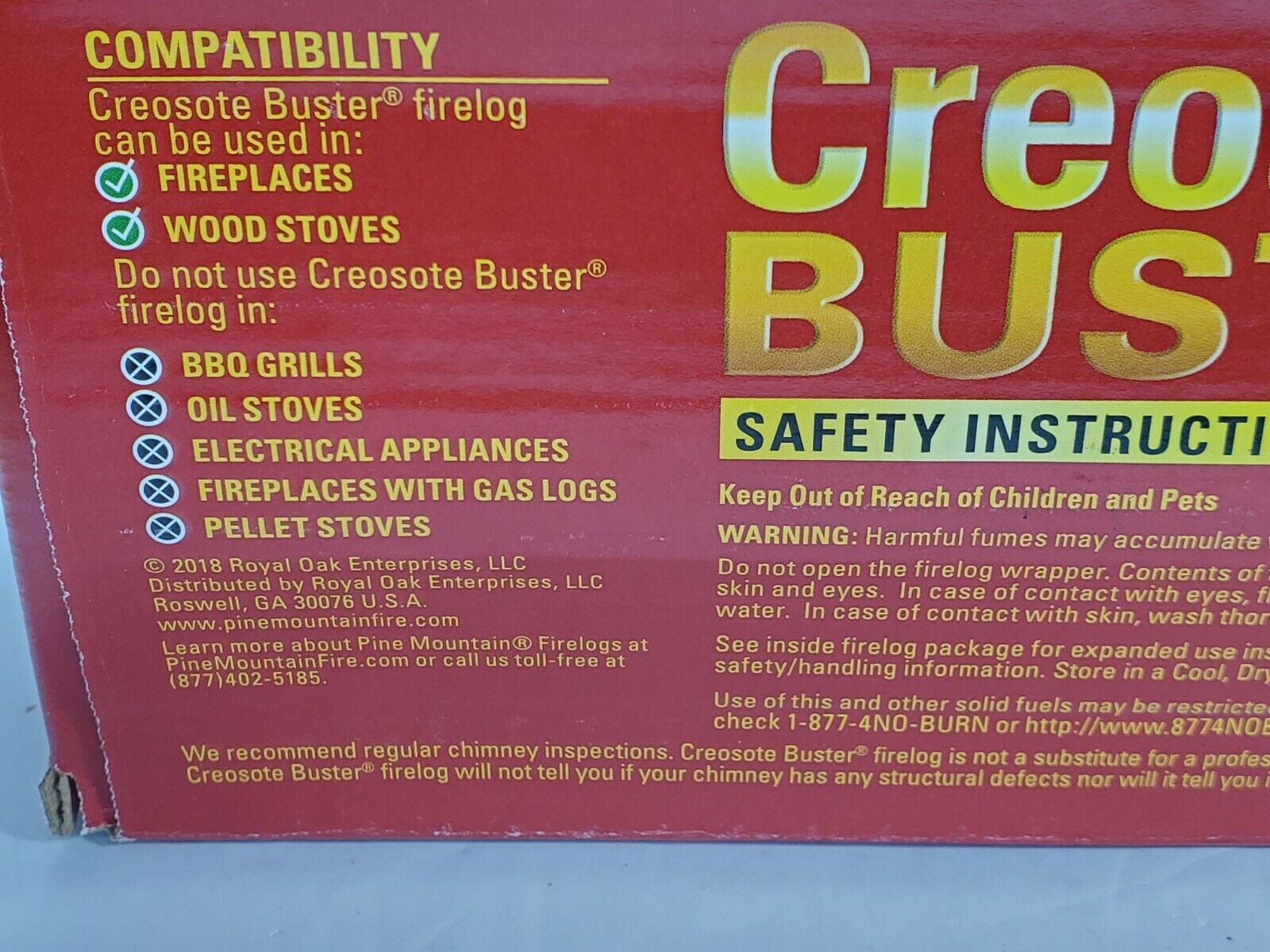 Pine Mountain Creosote Buster Chimney Cleaning Fire Log LOT OF 2 - Fresh Stock Dated December 2025