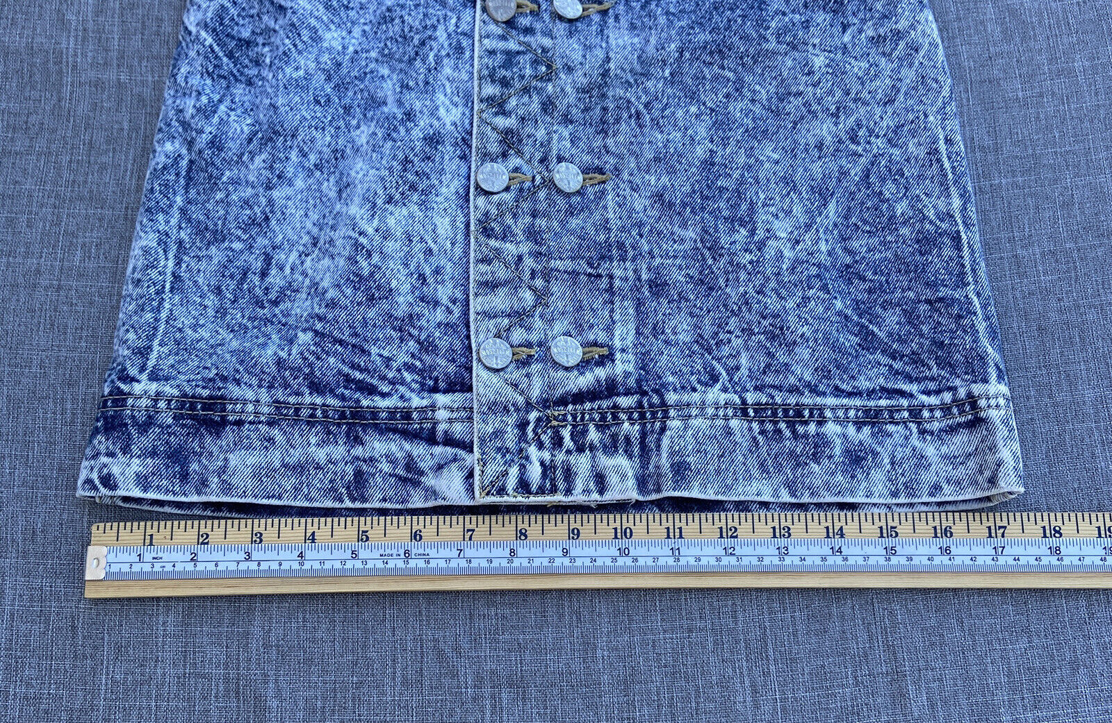 Vintage Denim Skirt Code Bleu Acid Washed Pencil Buttons Japan 3/4 Waist 24 25 - Fresh Stock Dated March 2026