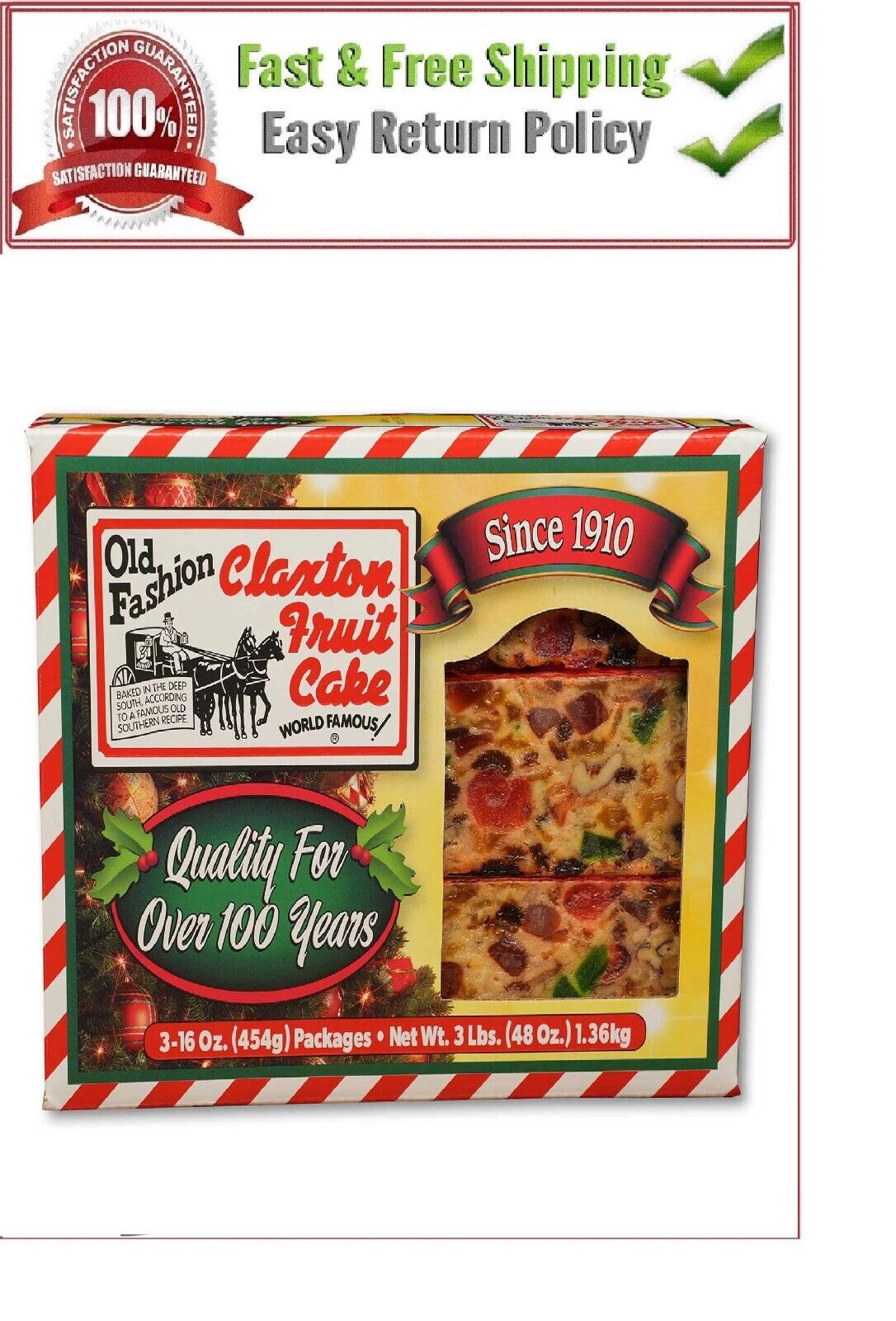 Claxton Fruit Cake (16 oz., 3 pk.) - Fresh Stock Dated February 2026