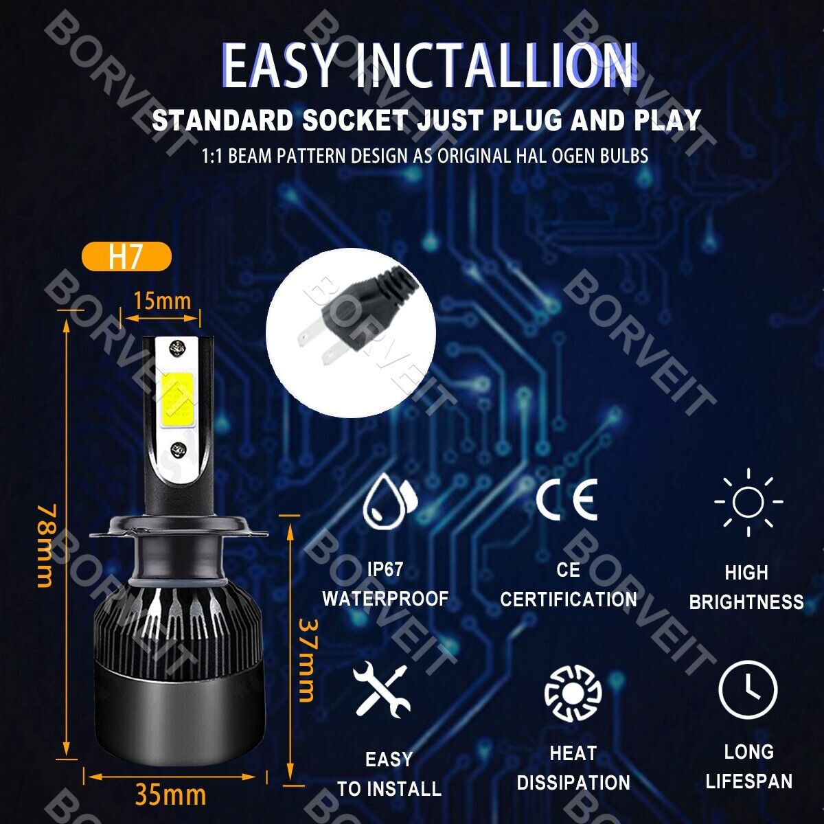 2x H7 Bright White LED Headlight Bulbs For Suzuki GSXR 1000 750 600 Hayabusa - Fresh Stock Dated February 2026