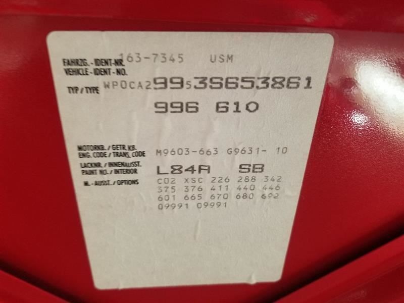 Manual Transmission 996 Model Carrera 4 AWD 2003 PORSCHE 911 3.6L 96K MILES - Fresh Stock Dated February 2026