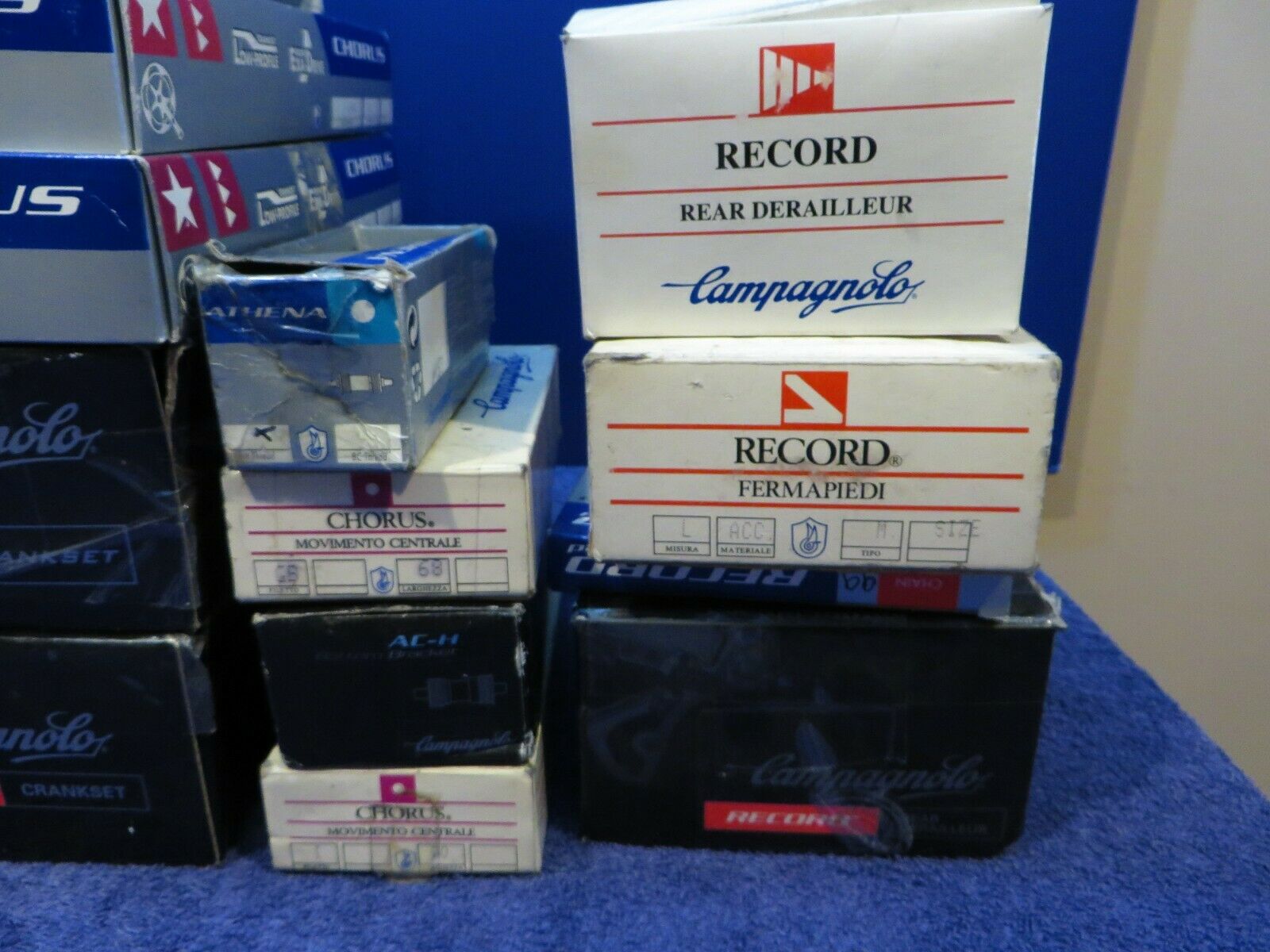 Campagnolo  Super -  Chorus And Record  17 Empty Boxes Misc Lot - Fresh Stock Dated December 2025