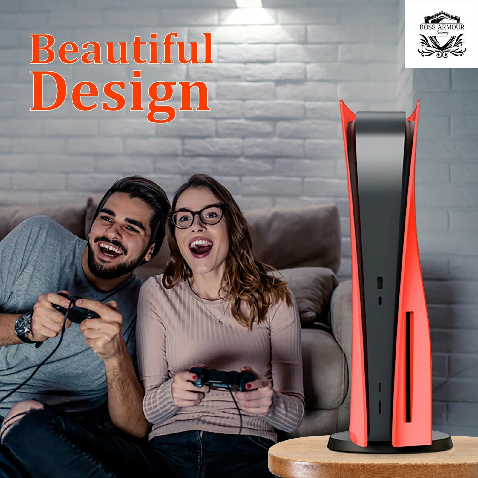 BossArmour Fire Red PS5 Faceplate, Disc Edition Snap-on Console Cover Shell - Fresh Stock Dated December 2025