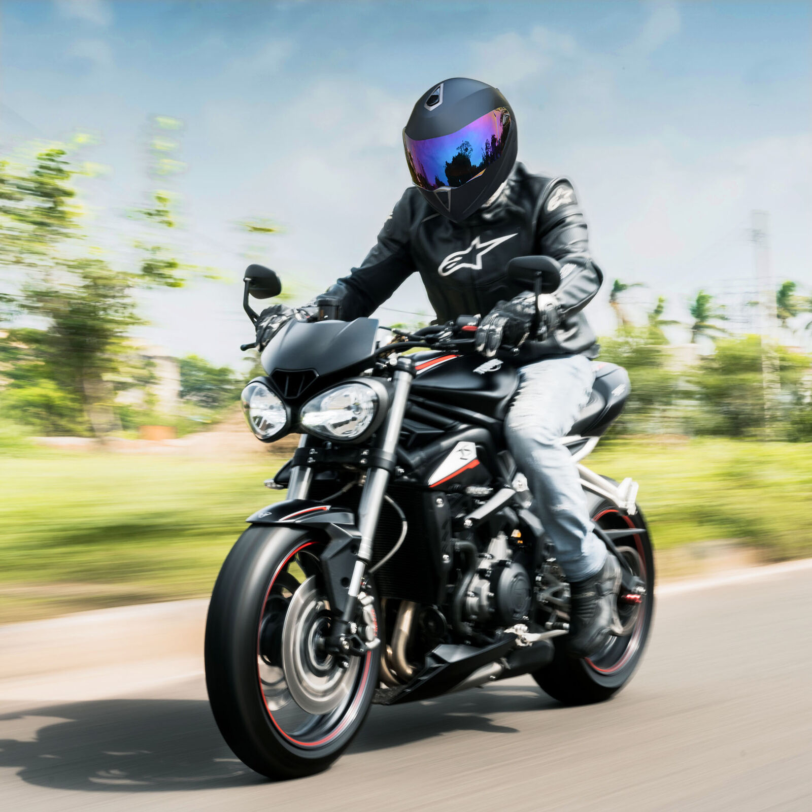 AHR RUN-M Replacement Flip Up Helmet Front Visor Solid PC Face Shield - Fresh Stock Dated February 2026