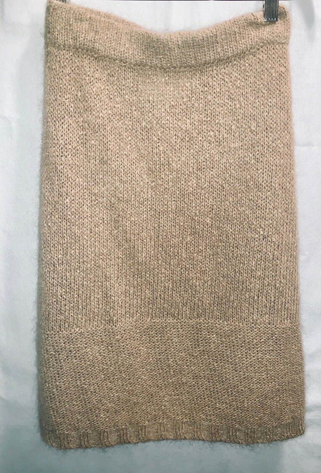 Vintage Genny Maglia Wool Mohair Skirt L Tan Knit Below Knee 80s - Fresh Stock Dated February 2026