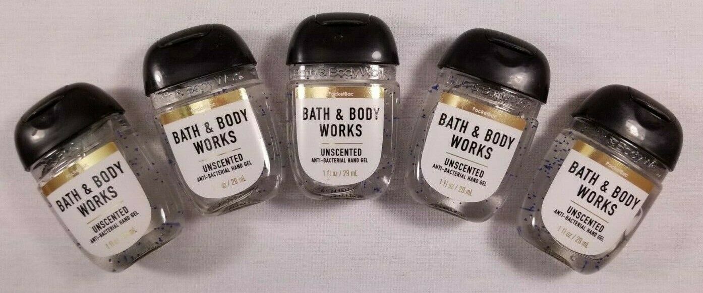NEW Bath & Body Works UNSCENTED Anti-Bacterial Hand Gel 1 fl oz PocketBac 5-Pack - Fresh Stock Dated February 2026