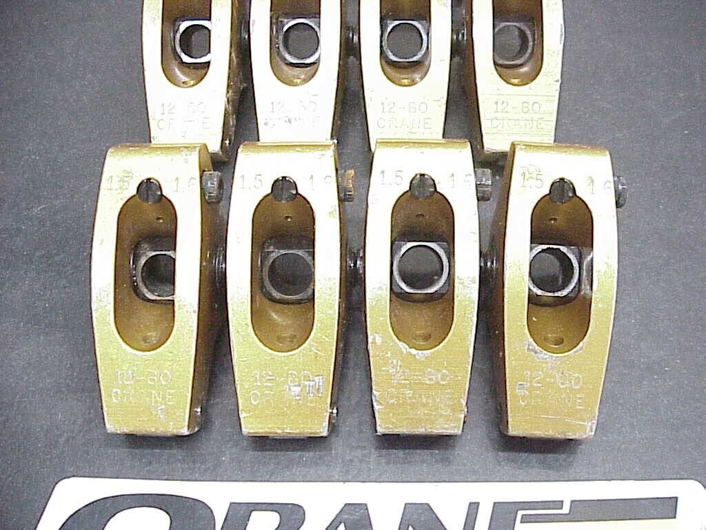 16 Crane Aluminum Adjustable Roller Rockers 1.50 - 1.60 Small Block Chevy 7/16
