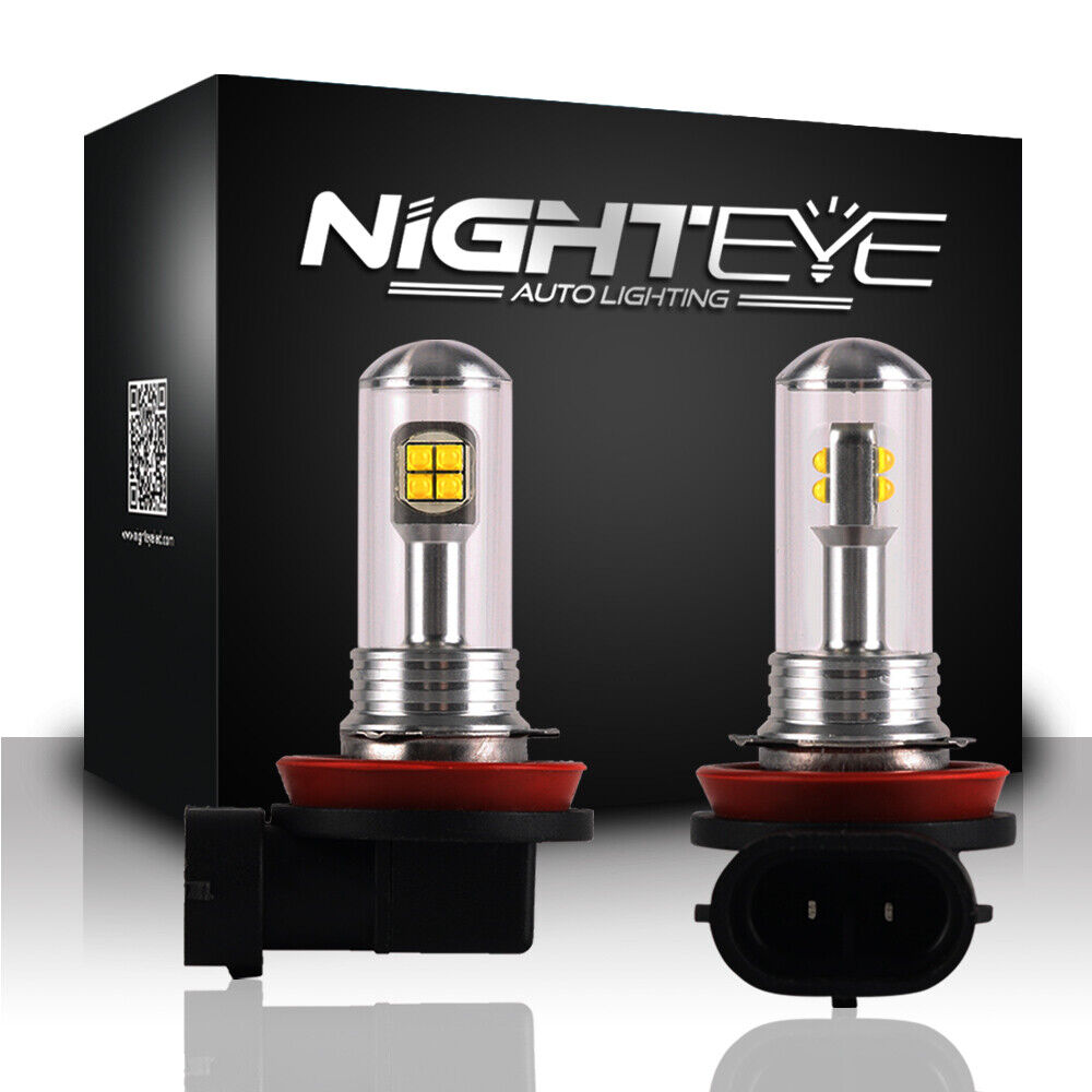 Pair H11 H8 H9 LED Bulbs Kit Fog Light Driving 1500LM 160 6000K Canbus No Error - Fresh Stock Dated February 2026