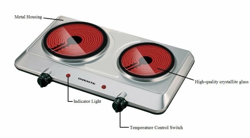 Double Burner Electric Cooktop Portable Infrared Camping Two Plate Cooking Stove - Fresh Stock Dated December 2025