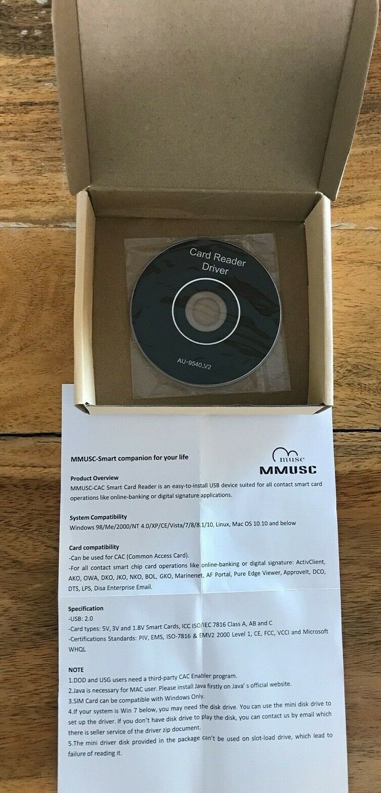 MMUSC DOD Military USB CAC Smart Card Reader,Black - Fresh Stock Dated February 2026