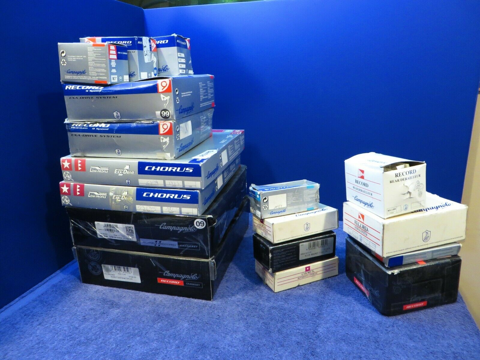 Campagnolo  Super -  Chorus And Record  17 Empty Boxes Misc Lot - Fresh Stock Dated December 2025