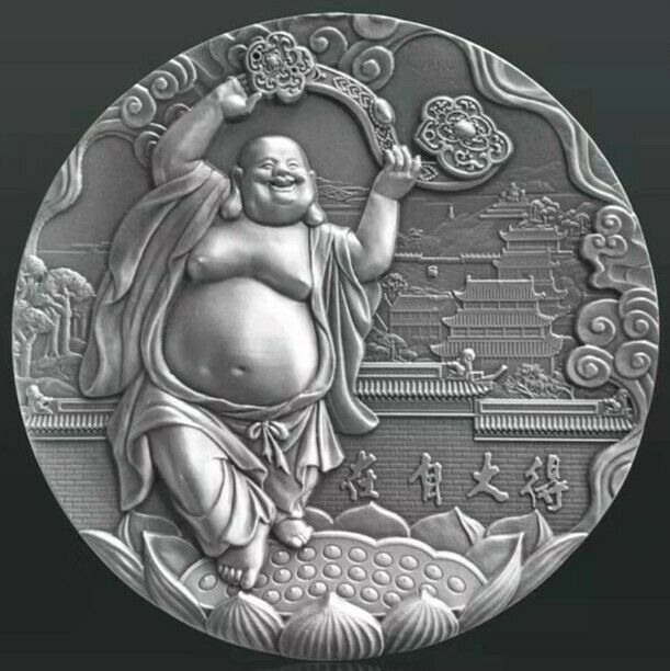 NGC PF70 Antiqued 2019 China 80mm Silver (around 436g) Medal - Maitreya - 弥勒佛 - Fresh Stock Dated February 2026