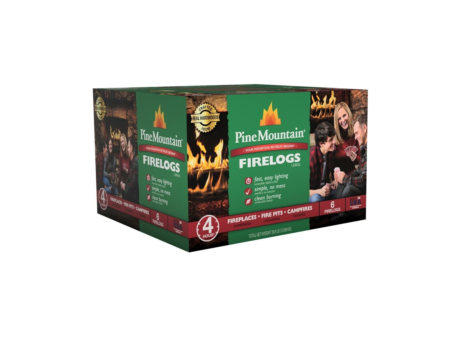 Pine Mountain Traditional 4-Hour Firelog, 6 Logs Long Burning Firelog for Cam... - Fresh Stock Dated February 2026