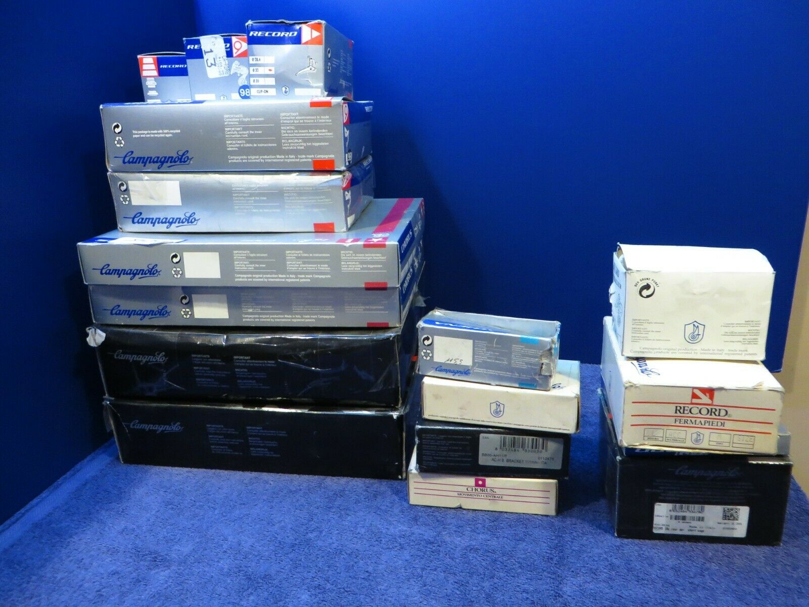 Campagnolo  Super -  Chorus And Record  17 Empty Boxes Misc Lot - Fresh Stock Dated December 2025