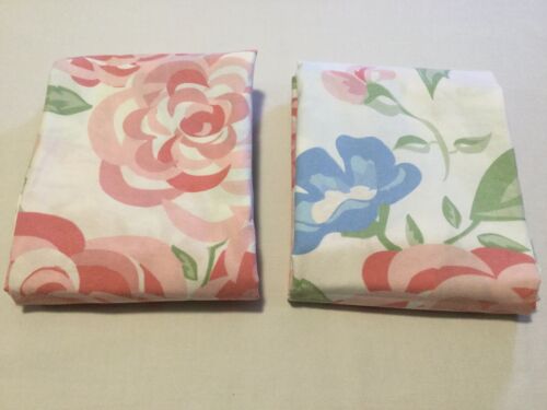 2 Pottery Barn Kids Standard Pillow Shams Floral Pink Blue Green on White Cotton - Fresh Stock Dated December 2025