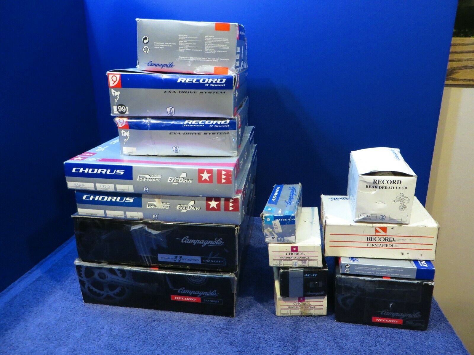 Campagnolo  Super -  Chorus And Record  17 Empty Boxes Misc Lot - Fresh Stock Dated December 2025