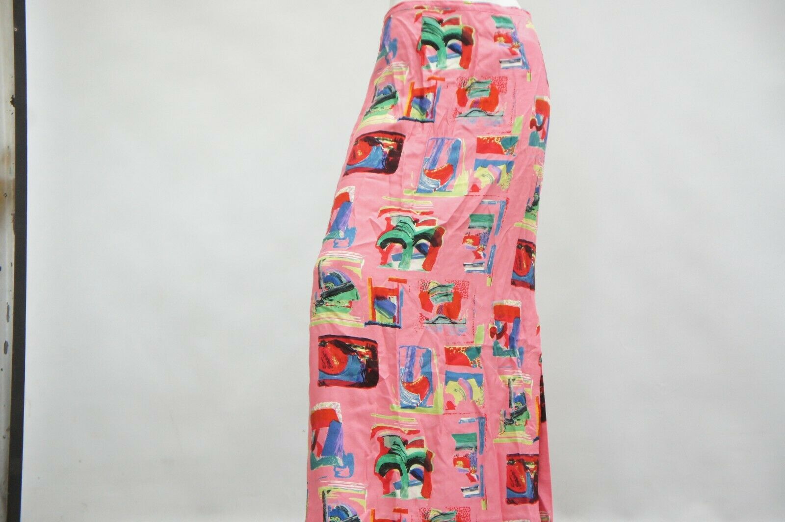 Vintage 90s Abstract Print Pink Maxi Skirt By Elyse Hart - Fresh Stock Dated December 2025