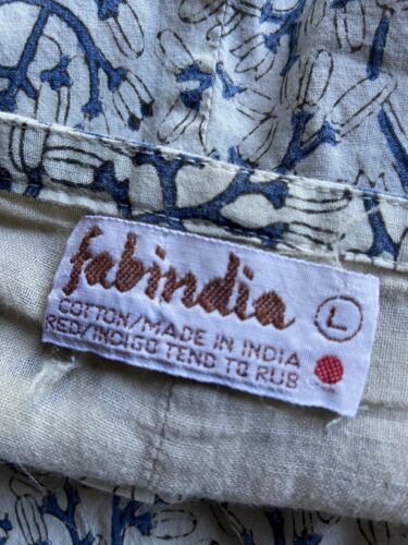 VTG Fabindia Block Print Skirt BOHO Lightweight Gauze Hippie Side Zip Long L - Fresh Stock Dated February 2026