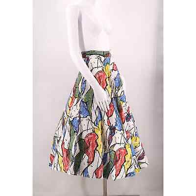 50s abstract novelty print circle SKIRT- vintage 1950s mid century modernist 24