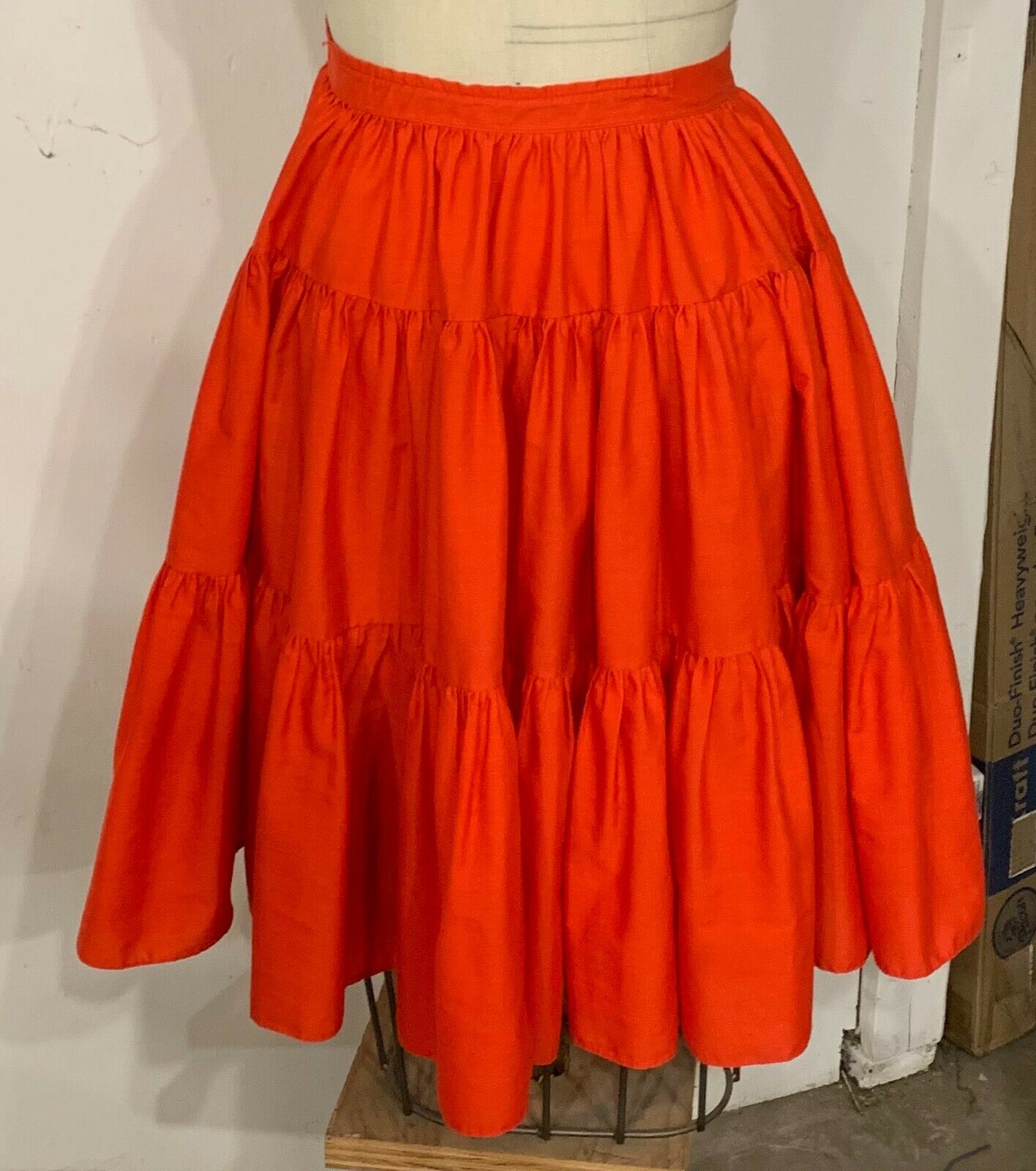Vintage 1950s Tiered Ruffle Cherry Red Circle Skirt XXS - XS - Fresh Stock Dated December 2025