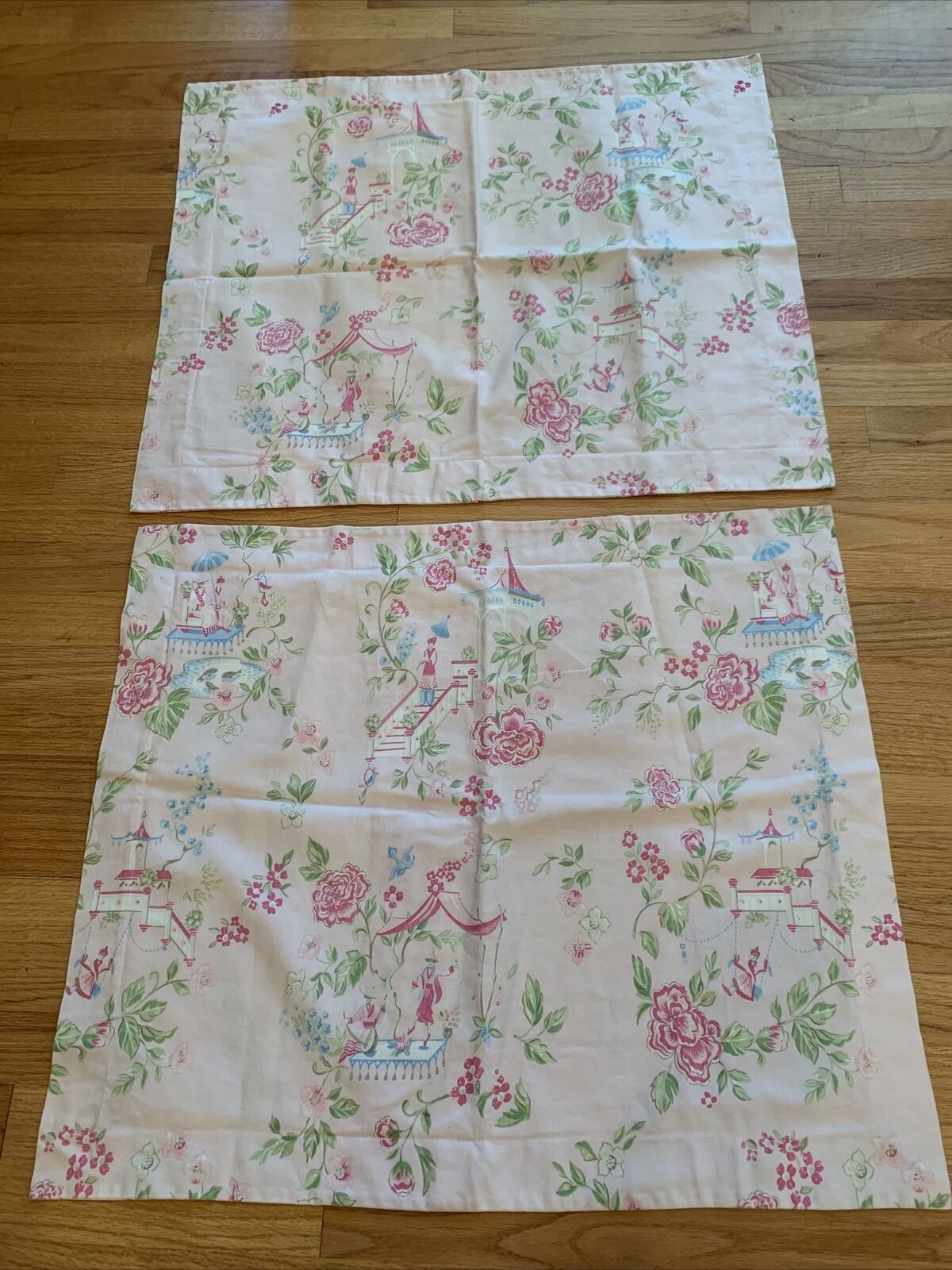 Pottery Barn Kids Cherry Blossom Asian Toile Garden Euro  Pillow Shams 2 - Fresh Stock Dated December 2025