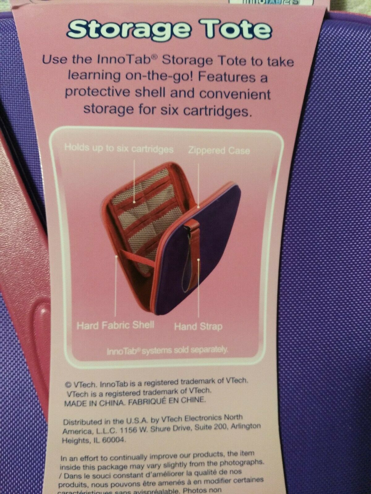 Vtech Innotab Storage Tote, Pink & Purple - Holds up to 6 cartridges - Fresh Stock Dated February 2026