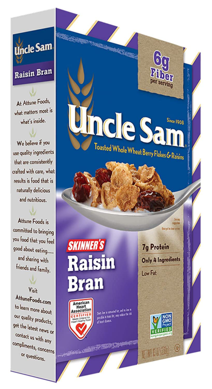 Uncle Sam Skinner'S Raisin Bran Cereal High Fiber Whole Grain Non-Gmo Project - Fresh Stock Dated December 2025
