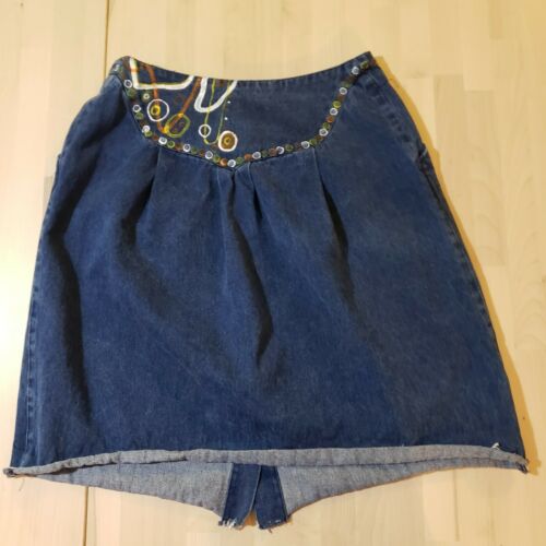 Blue Denim A-Line Jean Skirt Size M Button-Up Longhorn by Niver Western Wear - Fresh Stock Dated February 2026