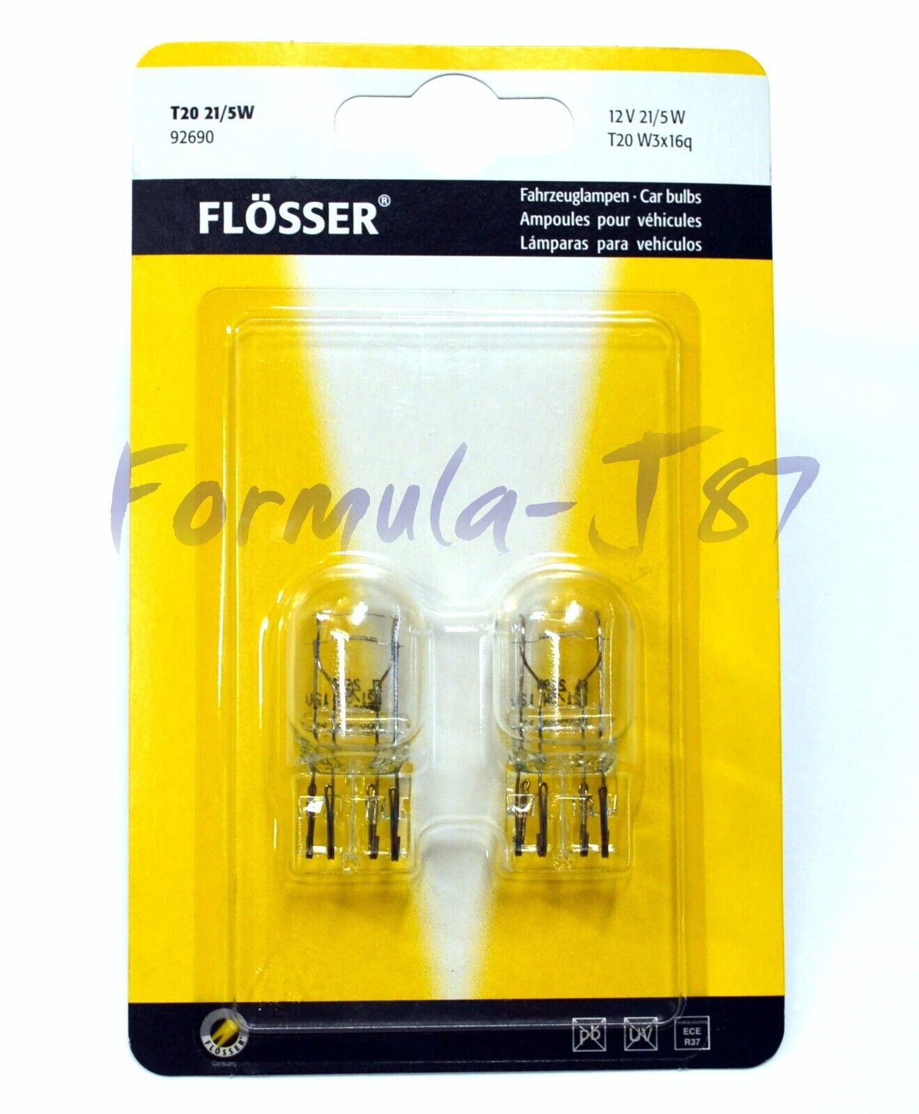 Flosser 7443 W21/5W 21/5W Two Bulbs Stop Brake Light Replacement Stock Fit Bike - Fresh Stock Dated February 2026