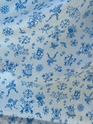 vintage 1950s blue novelty print cotton full skirt m - Fresh Stock Dated December 2025