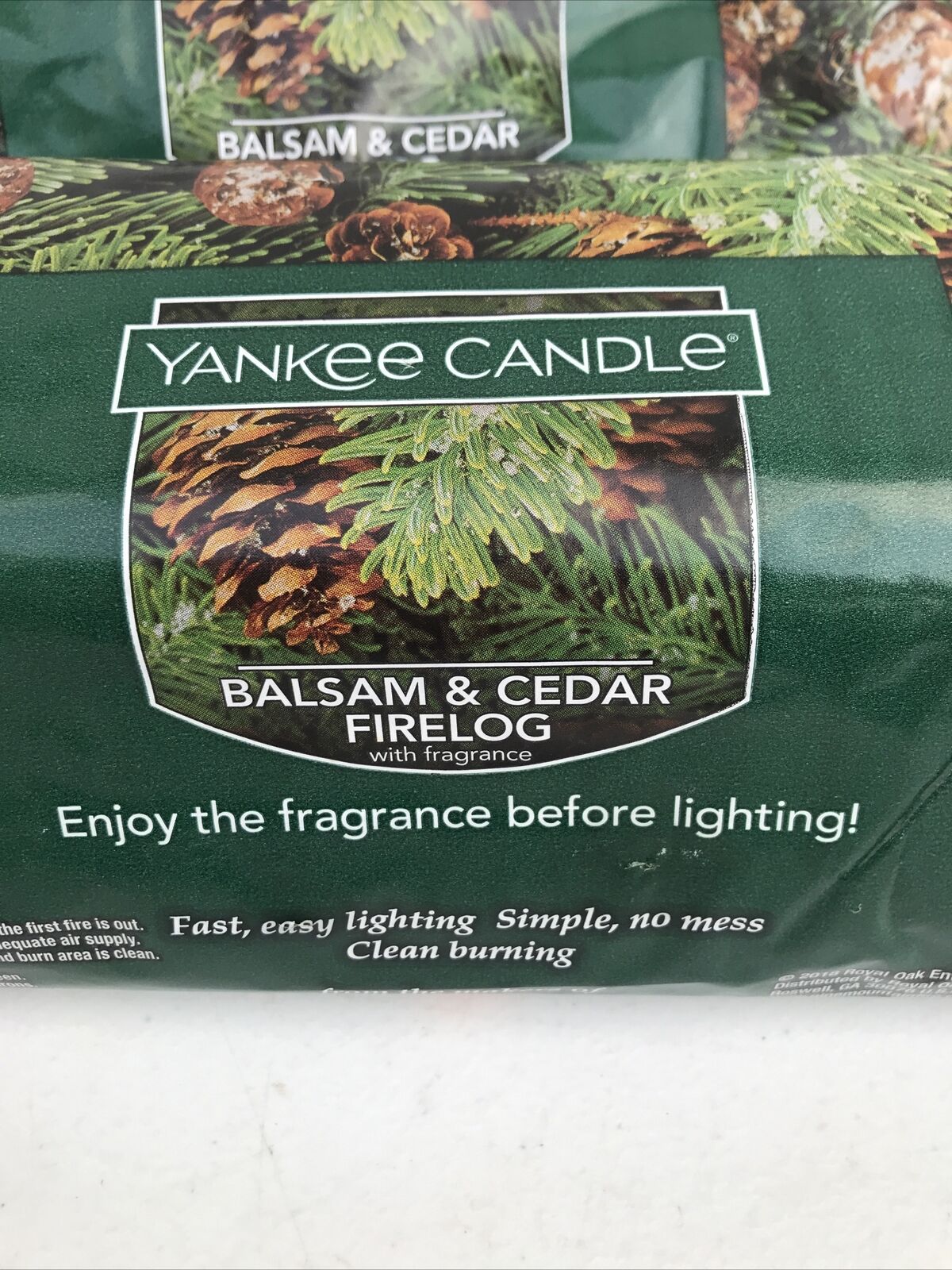 1- Yankee Candle Balsam & Cedar Firelog Fragrance Scented Fire Log 3 Hour Burn - Fresh Stock Dated December 2025