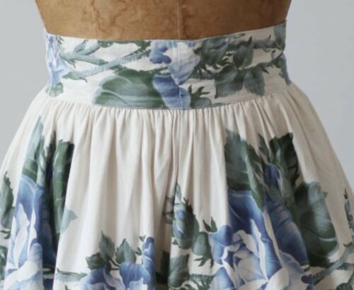Blue Rose Skirt - 1950s Floral Skirt - Vintage Cotton Ruffle Skirt - Fresh Stock Dated December 2025