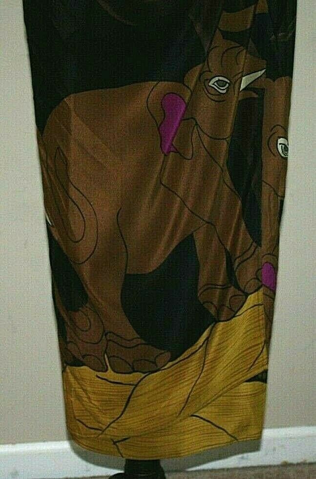 Vintage MM by Krizia Womens Silk Skirt 8 Black Elephant Print Wrap Italy - Fresh Stock Dated February 2026