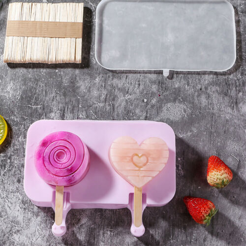 DIY Silicone Ice Cream Mold Reusable Ice Cube Tray Maker Kit with 50 Wooden Cane - Fresh Stock Dated February 2026