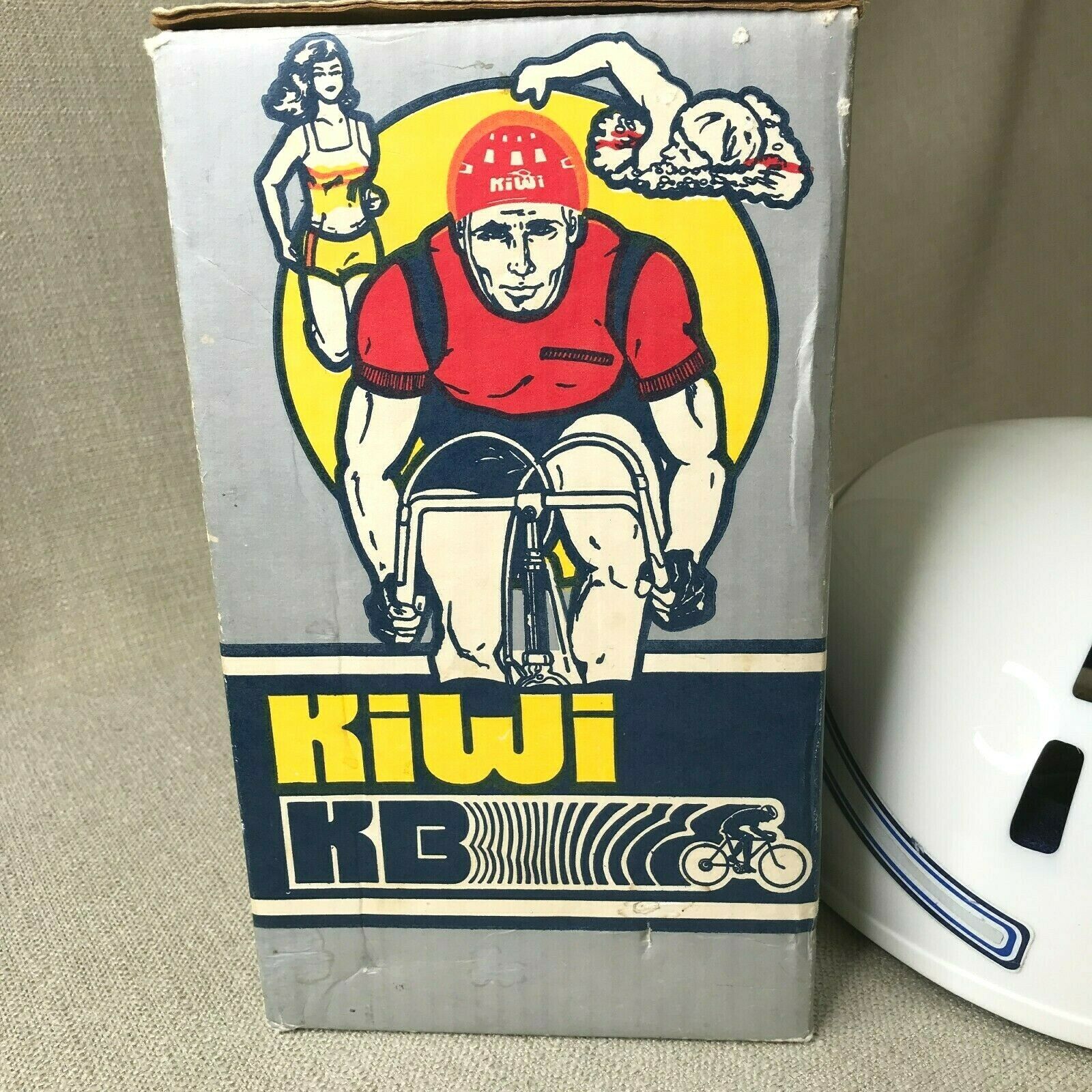 Vintage Kiwi K2 Bike Bicycle Helmet Swiss Made Size L White, with Box - Fresh Stock Dated December 2025