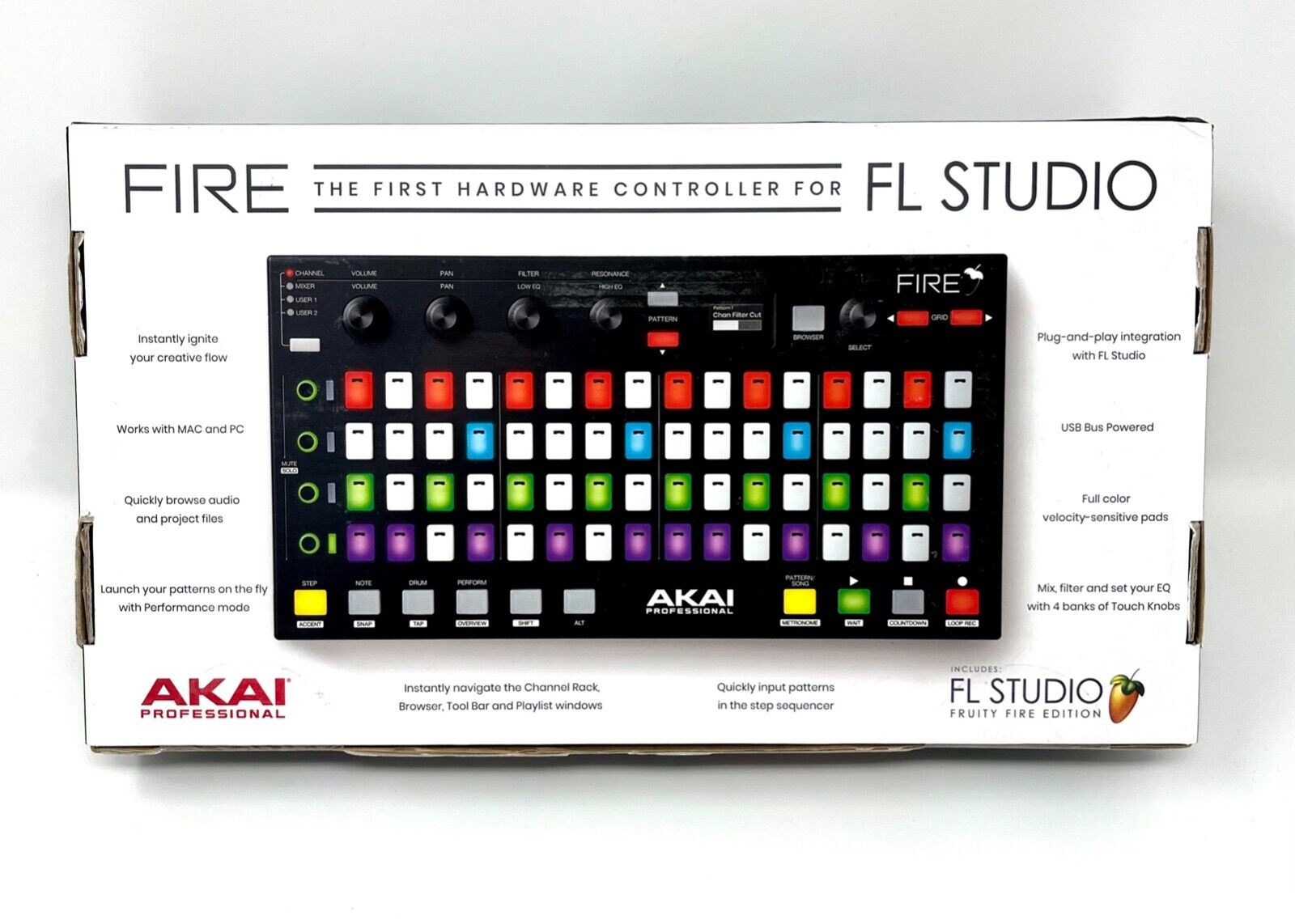 Akai Professional Fire FL Studio Performance USB Controller w/ FL Studio Fruity - Fresh Stock Dated February 2026