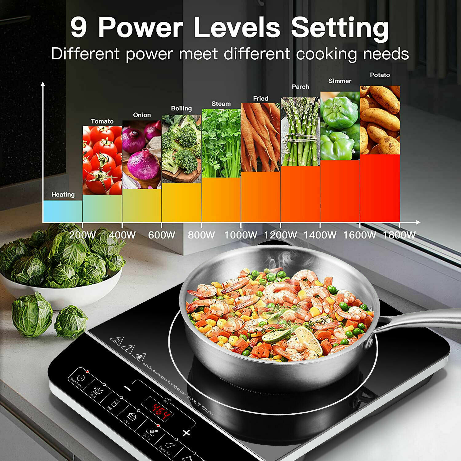 EASEPOT Portable Induction Cooktop 1800W Burner Countertop Cooker Hot Pot Stove - Fresh Stock Dated February 2026