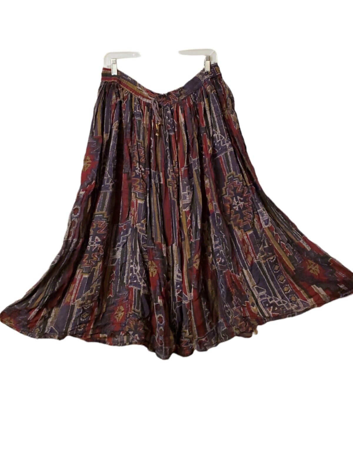 Vintage India Cotton Tiered Broomstick Boho Gauze Gypsy Maxi Circle Skirt Ikat - Fresh Stock Dated December 2025