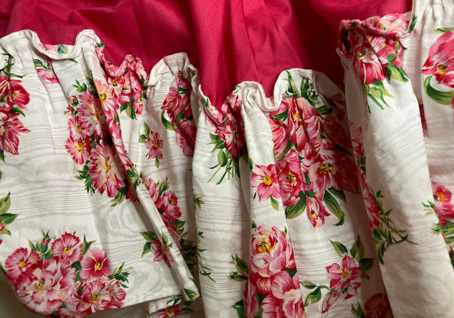 VTG Cottage Core Prairie Skirt Pink Floral Pockets Western Wear Large Ruffles - Fresh Stock Dated March 2026