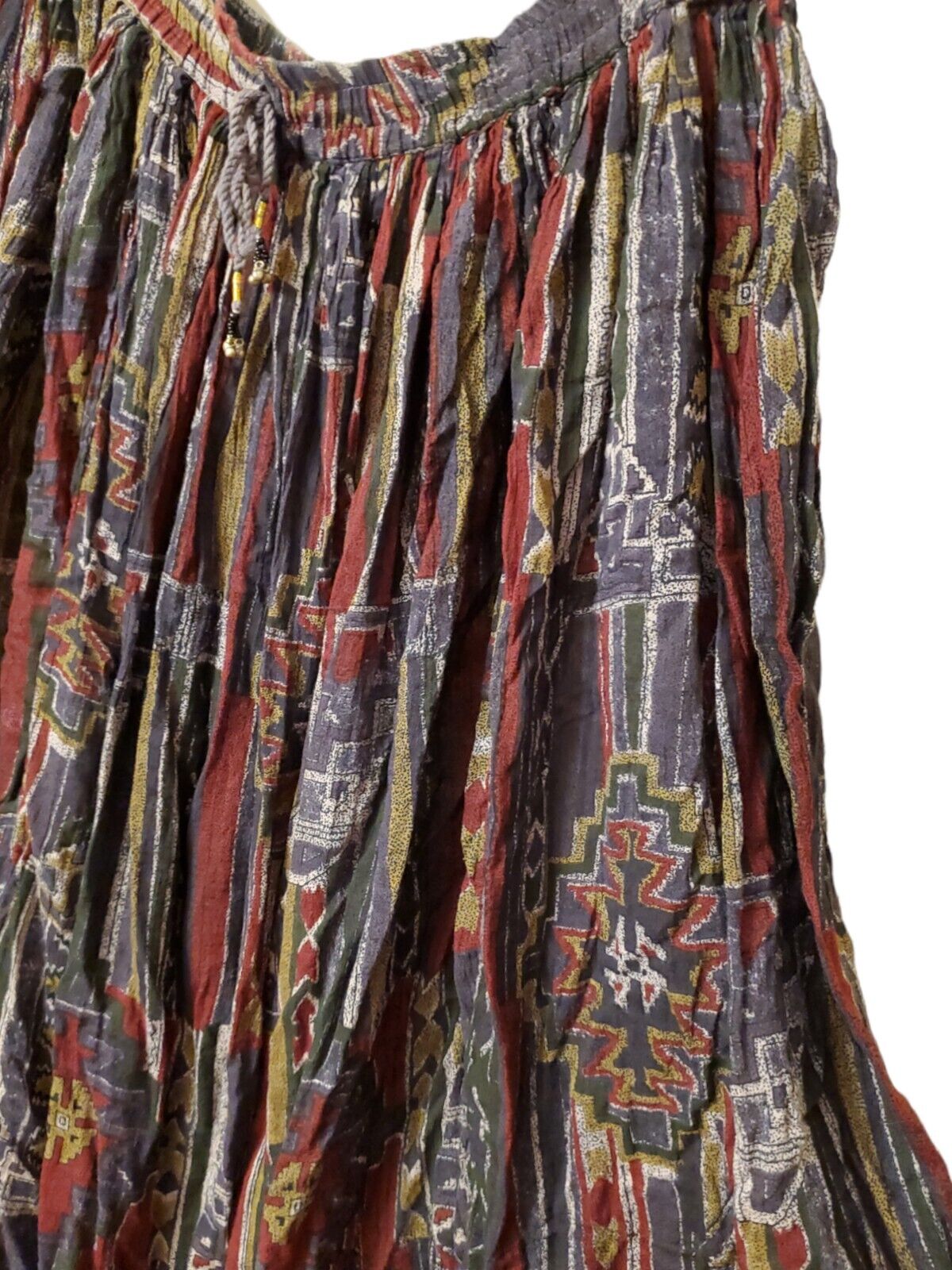 Vintage India Cotton Tiered Broomstick Boho Gauze Gypsy Maxi Circle Skirt Ikat - Fresh Stock Dated December 2025