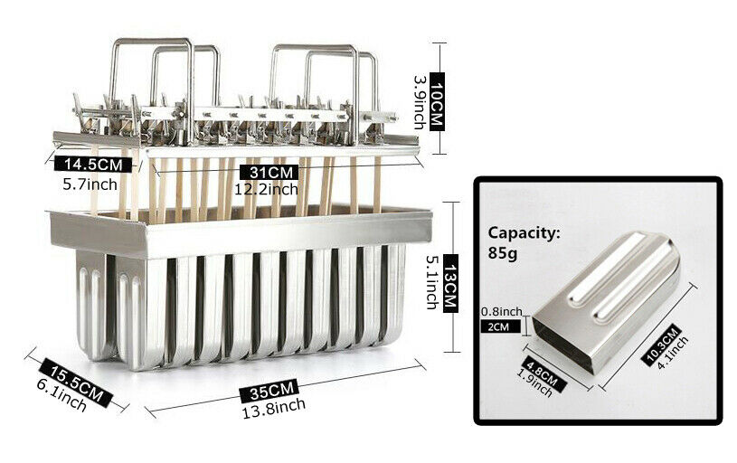 TECHTONGDA 20pcs 85ml Stainless Steel Ice Lolly Mold Ice Cream Making Mold - Fresh Stock Dated December 2025