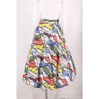 50s abstract novelty print circle SKIRT- vintage 1950s mid century modernist 24