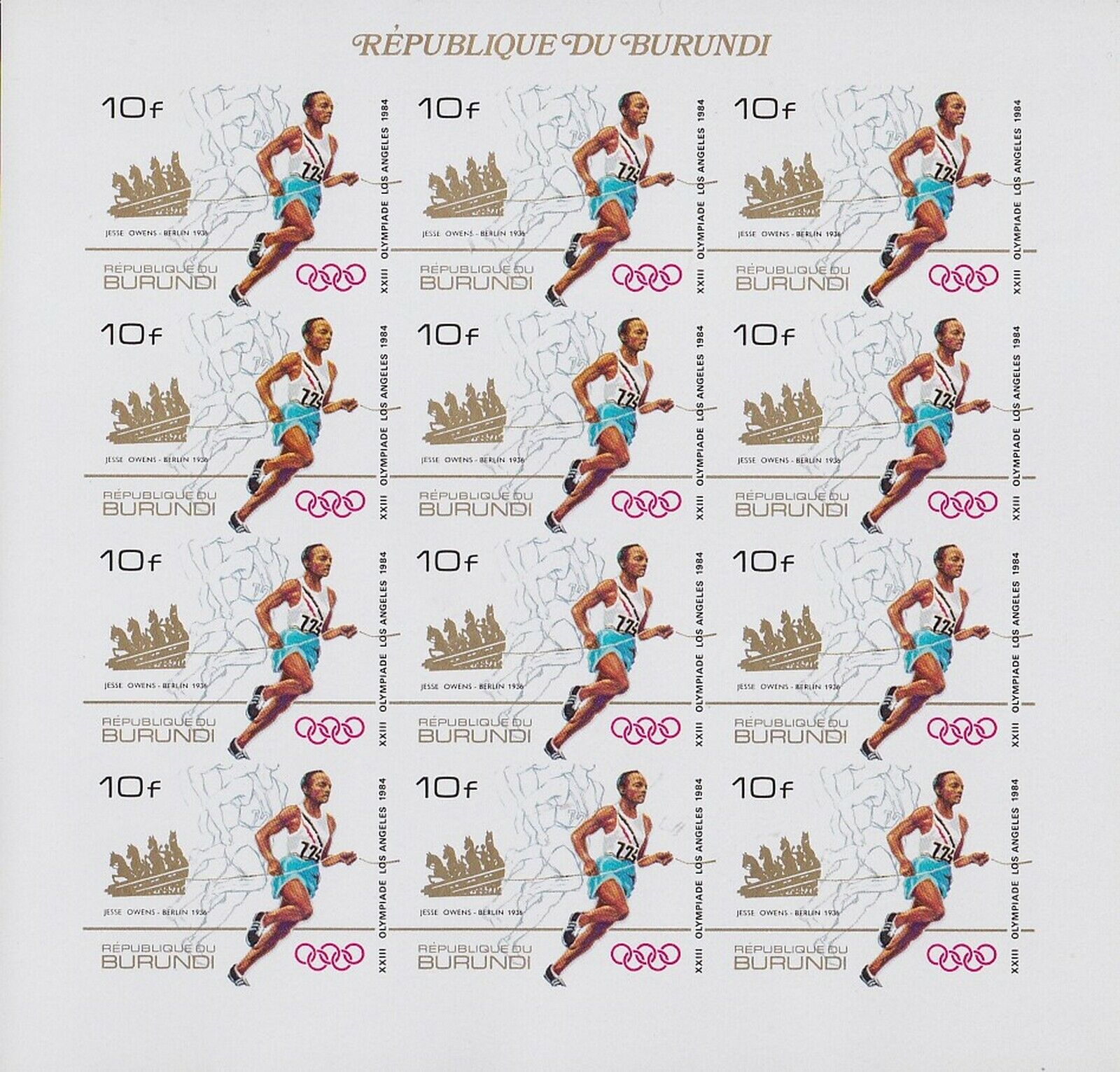 Burundi 1985 OLYMPIC Postage Stamp set - MNH Imperforate Full Sheets.......A5617 - Fresh Stock Dated January 2026