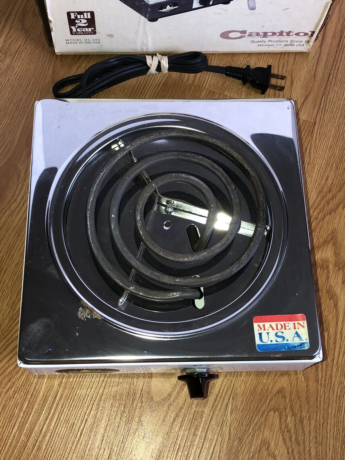 Vintage Capitol Cook’ette Single Burner Electric Stove Hot Plate Made In USA - Fresh Stock Dated February 2026