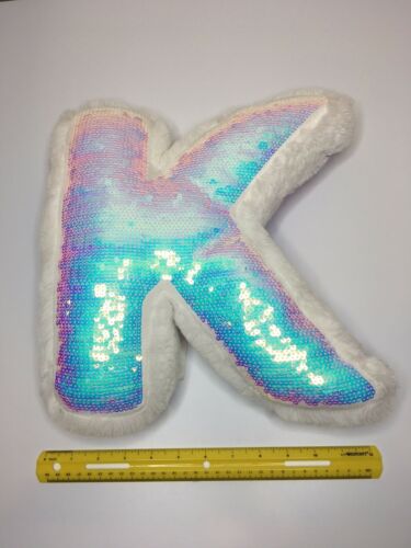 Justice K Letter Pillow Plush Decor Sequin - Fresh Stock Dated December 2025